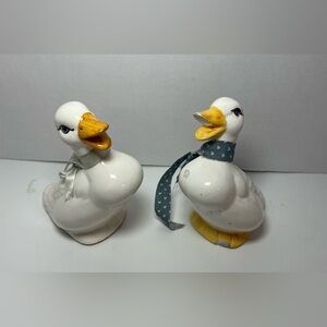 Vintage White Ceramic Duck Goose Figurines